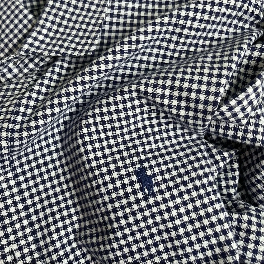 Polo Ralph Lauren Men’s Collared Button Down Gingham Cotton XXL Navy Blue White